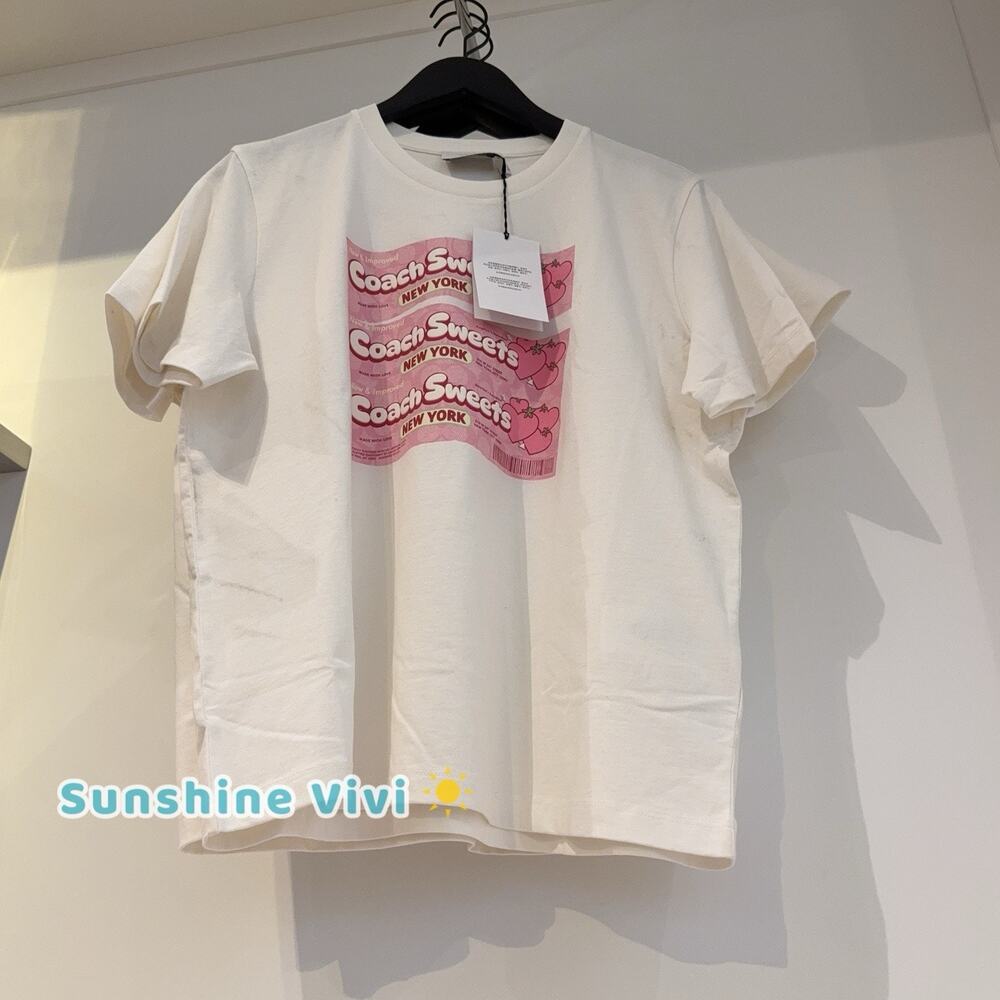 NWT Coach Woman Sweets Classic T-Shirt Vintage Ivory CDM74 medium
